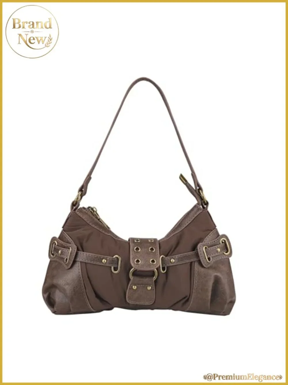 Y2K Retro Vintage Grunge Small Hobo Purse Shoulder Bag | Faux Leather Nylon